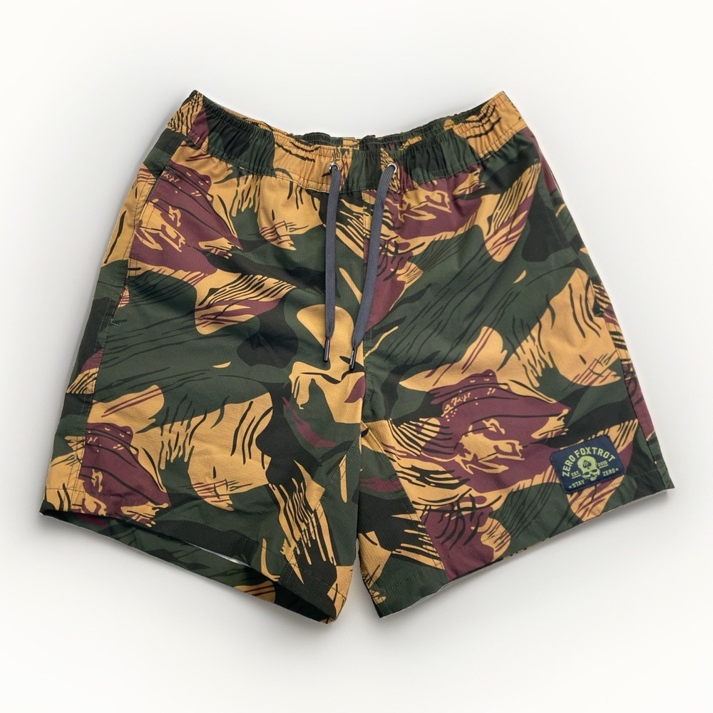 Zero Foxtrot Rhodesian Brushstroke Camo Athletic Shorts Men's S Skull Spade